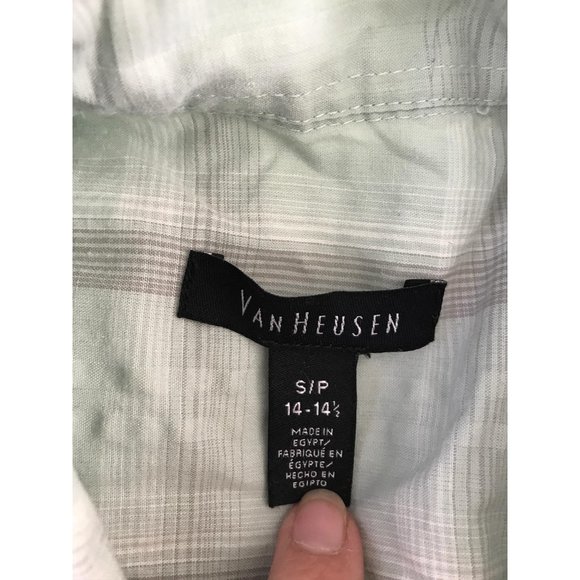 Vanheusen sz s plaid button front short sleeve shirt - Picture 5 of 7